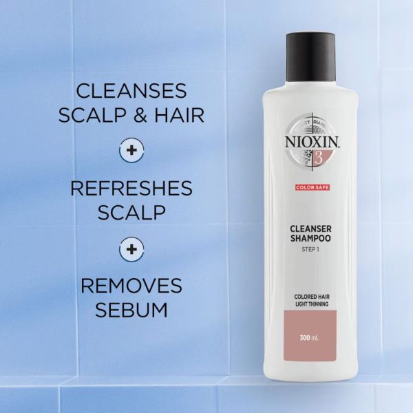 NIOXIN 3-Part System 3 Cleanser Shampoo for Coloured Hair with Light Thinning 1000ml - Image 2