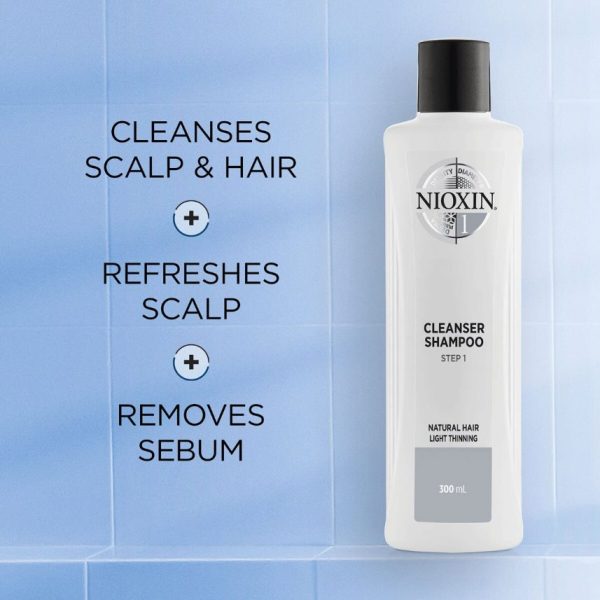 NIOXIN 3-Part System 1 Cleanser Shampoo for Natural Hair with Light Thinning 1000ml - Image 2