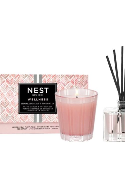 NEST New York Himalayan Salt & Rosewater Petite Candle & Petite Reed Diffuser Set