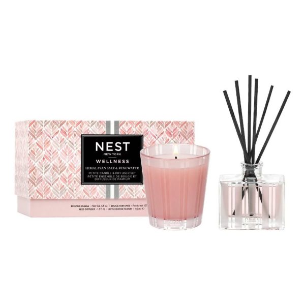 NEST New York Himalayan Salt & Rosewater Petite Candle & Petite Reed Diffuser Set