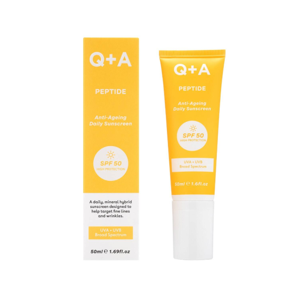 Q+A Peptide SPF50 Anti-Ageing Facial Sunscreen 50ml - Image 2