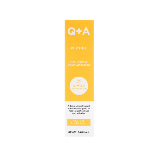 Q+A Peptide SPF50 Anti-Ageing Facial Sunscreen 50ml - Image 4