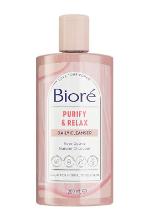 Biore Rose Quartz & Charcoal Daily Purifying Cleanser For Oily Skin 200ml