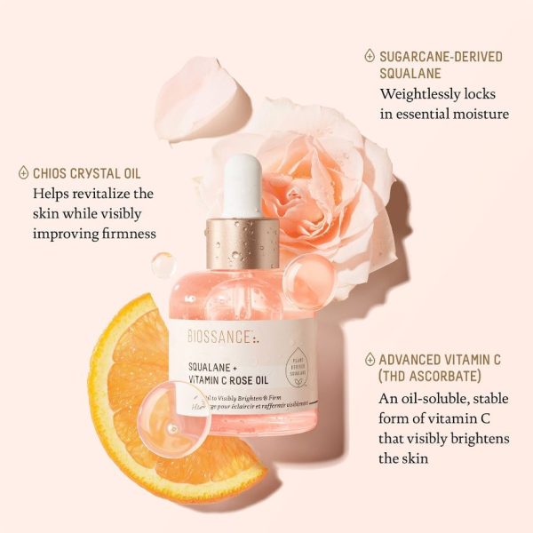 BIOSSANCE Squalane + Vitamin C Rose Oil Pink 30ml - Image 4