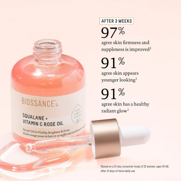 BIOSSANCE Squalane + Vitamin C Rose Oil Pink 30ml - Image 5