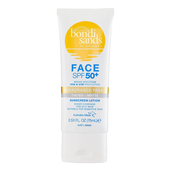 BONDI SANDS  Spf 50+ Fragrance Free Matte Tinted Face Lotion 75ml