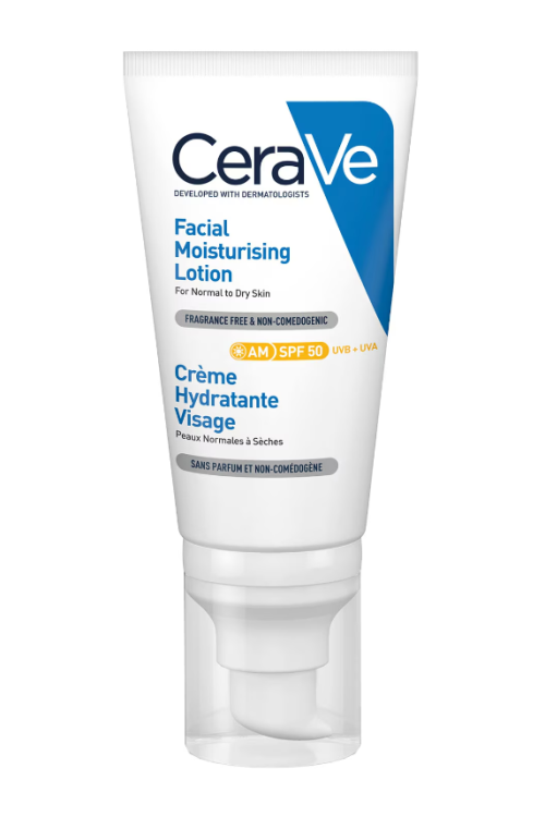 CeraVe AM Facial Moisturising Lotion SPF50 with Ceramides for Normal to Dry Skin 52ml