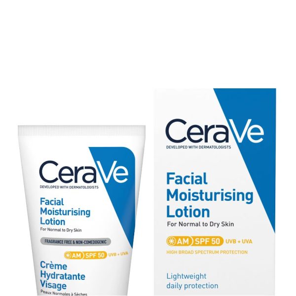 CeraVe AM Facial Moisturising Lotion SPF50 with Ceramides for Normal to Dry Skin 52ml - Image 3