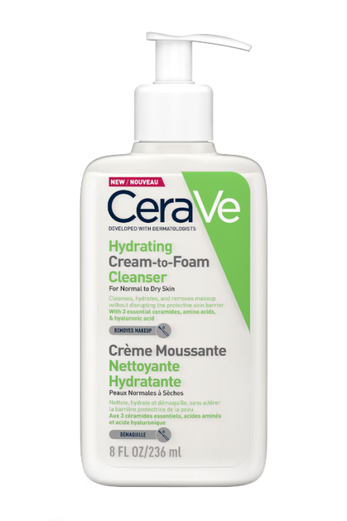 CeraVe Hydrating Cream-to-Foam Cleanser with Amino Acids for Normal to Dry Skin 236ml