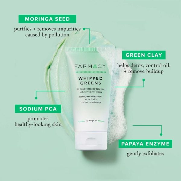 Farmacy Beauty Whipped Greens Oil-Free Foaming Cleanser With Moringa And Papaya 150ml - Image 5