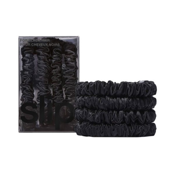 SLIP Pure Silk Skinny Scrunchies Black x 4 - Image 2