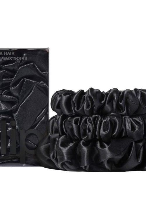 SLIP Back to Basics – Black Pure Silk Scrunchie Set 3 pieces