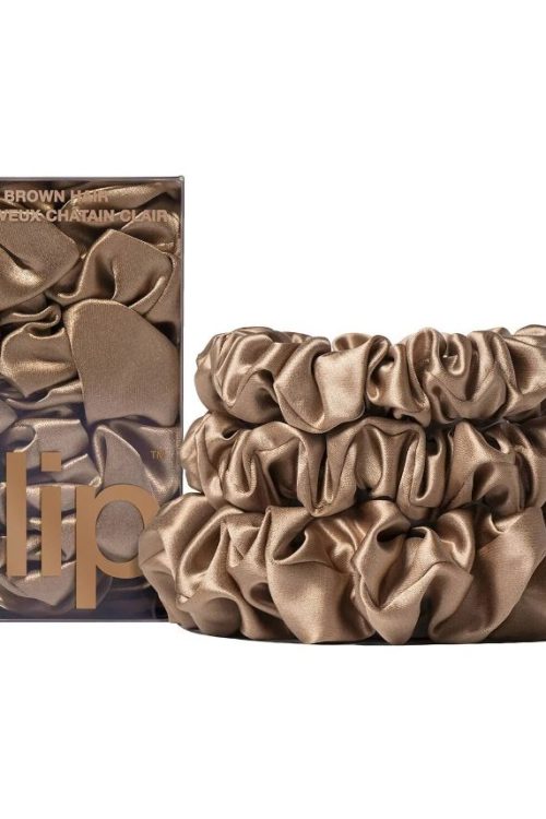 SLIP Back to Basics – Light Brown Pure Silk Scrunchie Set 3 pieces