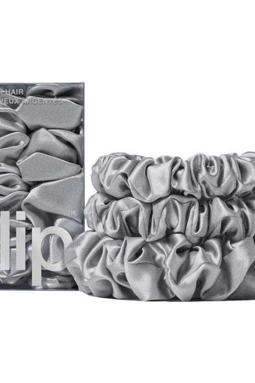 SLIP Pure Silk Back To Basics Assorted Scrunchie Silver Set