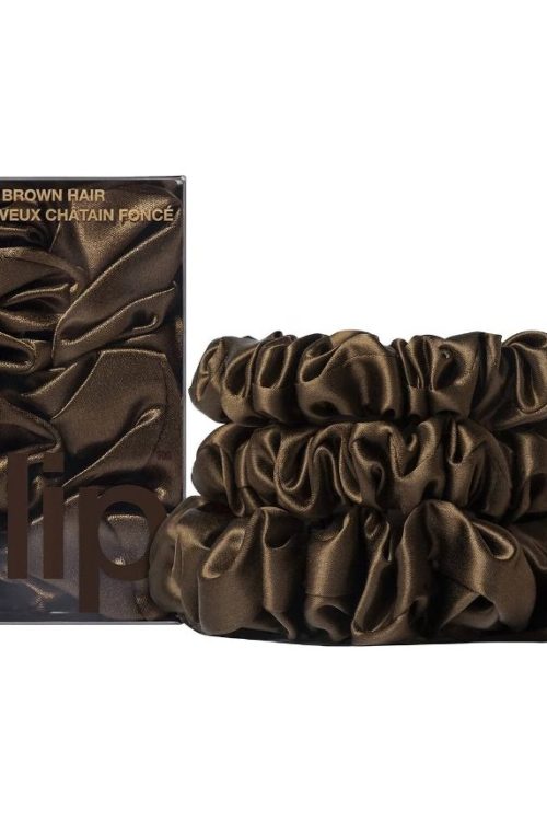 SLIP Back to Basics – Dark Brown Pure Silk Scrunchie Set 3 pieces