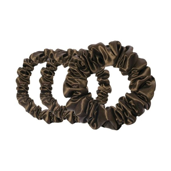 SLIP Back to Basics - Dark Brown Pure Silk Scrunchie Set 3 pieces - Image 2