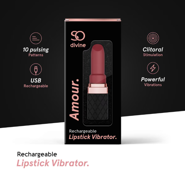 So Divine Amour Rechargeable Lipstick Vibrator - USB Plug - Image 2