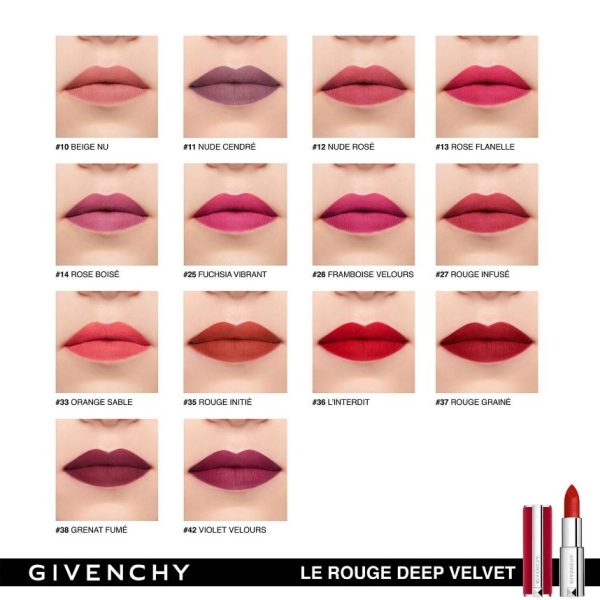 GIVENCHY Le Rouge Deep Velvet Powdery Matte High Pigmentation Lipstick 3.4g - Image 2