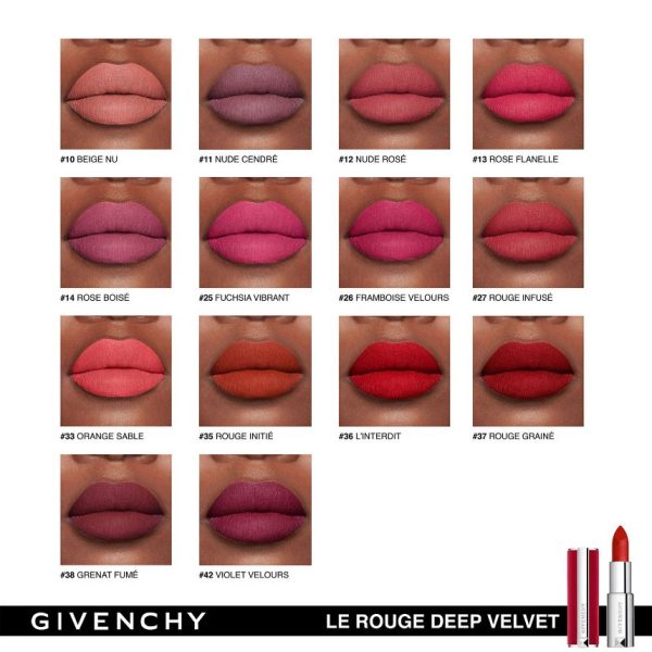 GIVENCHY Le Rouge Deep Velvet Powdery Matte High Pigmentation Lipstick 3.4g - Image 5