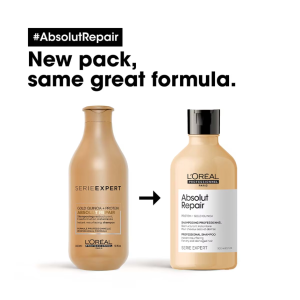 L'Oréal Professionnel Serie Expert Absolut Repair Gold Shampoo With Protein and Gold Quinoa 300ml - Image 2